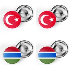İberk 4'lü Iğneli Çanta Rozeti Türkiye ve Gambiya Bayrağı - Türk Bayraklı