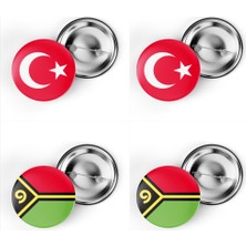 İberk 4'lü Iğneli Çanta Rozeti Türkiye ve Vanuatu Bayrağı - Türk Bayraklı