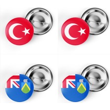 İberk 4'lü Iğneli Çanta Rozeti Türkiye ve Pitcairn Adaları Bayrağı - Türk Bayraklı