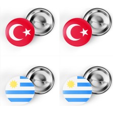 İberk 4'lü Iğneli Çanta Rozeti Türkiye ve Uruguay Bayrağı - Türk Bayraklı