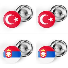 İberk 4'lü Iğneli Çanta Rozeti Türkiye ve Sırbistan Bayrağı - Türk Bayraklı