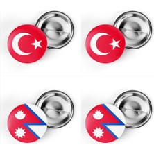 İberk 4'lü Iğneli Çanta Rozeti Türkiye ve Nepal Bayrağı - Türk Bayraklı