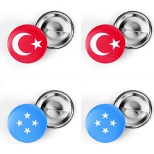 İberk 4'lü Iğneli Çanta Rozeti Türkiye ve Mikronezya Bayrağı - Türk Bayraklı