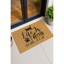 Reflexa Kapı Önü Coco Paspas "life Is Better With A Cat" Yazılı Kedi ve Pati Desenli 60 x 40