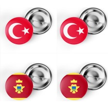 İberk 4'lü Iğneli Çanta Rozeti Türkiye ve Karadağ Bayrağı - Türk Bayraklı