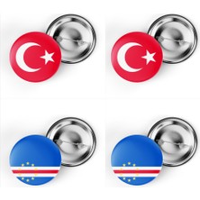 İberk 4'lü Iğneli Çanta Rozeti Türkiye ve Yeşil Burun Adaları Bayrağı - Türk Bayraklı