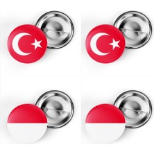 İberk 4'lü Iğneli Çanta Rozeti Türkiye ve Monako Bayrağı - Türk Bayraklı