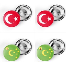 İberk 4'lü Iğneli Çanta Rozeti Türkiye ve Cocos Adaları Bayrağı - Türk Bayraklı