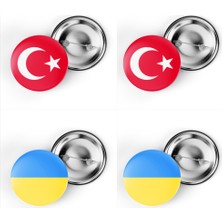 İberk 4'lü Iğneli Çanta Rozeti Türkiye ve Ukrayna Bayrağı - Türk Bayraklı