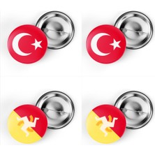 İberk 4'lü Iğneli Çanta Rozeti Türkiye ve Butan Bayrağı - Türk Bayraklı