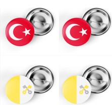 İberk 4'lü Iğneli Çanta Rozeti Türkiye ve Vatikan Bayrağı - Türk Bayraklı