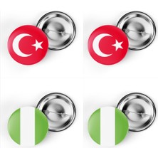 İberk 4'lü Iğneli Çanta Rozeti Türkiye ve Nijerya Bayrağı - Türk Bayraklı