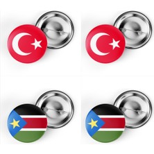 İberk 4'lü Iğneli Çanta Rozeti Türkiye ve Güney Sudan Bayrağı - Türk Bayraklı