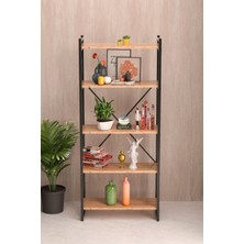 TeknoKapsül 5 Raflı Metal Kitaplık Ceviz 180 cm