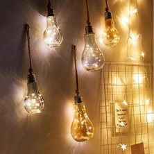 1001 Sarkıt Lamba, Ampul, LED Işık Zinciri, Pilli, Tekstil Kablo, Asma Lamba, Elektriksiz Pille Çalı