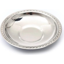 1001 Çay Tabağı 12'li Paslanmaz Çelik Metal Parlak Çay Tabak Damla Lokanta Kafe Restaraunt 430 0,40M