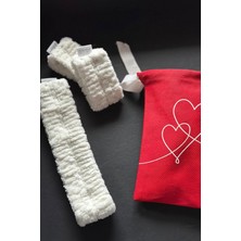 1001 Mikrofiber Welsoft Saç Bandı ve Bileklik Seti, Yumuşak Beyaz, Yüz Yıkama ve Makyaj Için, Kır