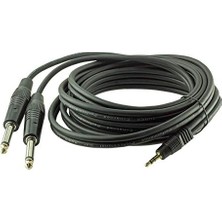 1001 Parcbeny 17526 3.5 mm Stereo Erkek / 2x6.3 mm Mono Gitar Erkek 3 Metre Kablo Seslendirme Kablosu 2*