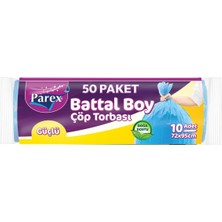 1001 Güçlü Çöp Torbası Battal Boy 10'lu 72 x 95 cm 50 Paket 1 Koli