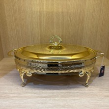1001 Altın Kaplama Isıtıcılı Oval Yemek Servis 41 x 26.5 cm