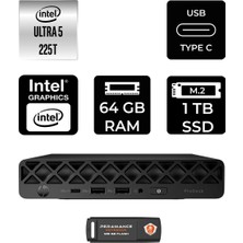 1001 Elitedesk 8 Mini G1I Aı Intel Core Ultra 5 225 64GB 1tb SSD Fdos Mini Masaüstü Bilgisayar