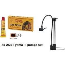 1001 Alüminyum Kısa Bisiklet Pompası ve 48'li Lastik Tamir Yama Seti (Top Şişirme Iğnesi Hediyeli)