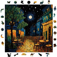 1001 Ahşap Puzzle Yetişkin - Van Gogh Kafe Terasta Gece Reprodüksiyonu - 353 Parça, 29 x 29 cm - Yap�