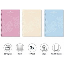 1001 Faber Genz 3lü Defter Seti, 80 Yaprak, Kareli