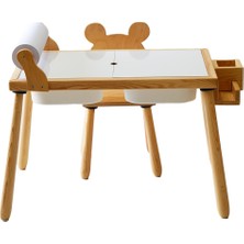 1001 Wood&joy Montessori Rulo Aparatlı Duyusal Etkinlik Masası + 1 Sandalye Seti