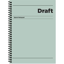1001 Çizgili Sert Kapak Spiralli Draft Defter Yeşil 17X24