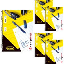 1001 90366-5 Adet Kolej Defteri A4 80 Yaprak Çizgili ve Çift Kenarlı, Spiral Ciltli Blok, 70 G/m² Ka�