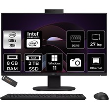 1001 V470 Intel Core 5 210H 8gb 2tb SSD 27" Fhd 100Hz W11P All In One Bilgisayar & Per4 USB Bellek 441795