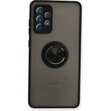 Aesco Samsung Galaxy A72 Kılıf Montreal Yüzüklü Silikon Kapak - Siyah