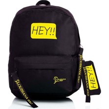 1001 Laptop Bölmeli Okul Çantası Hey!!! Siyah Sarı 1525
