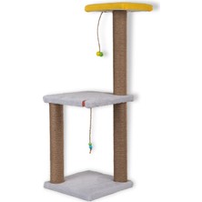 1001 82 cm Krem Iki Katlı Kedi Tırmalama Tahtası Catnipli Tırmalama Tahtası (Gri)