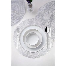 1001 Acar 6’lı Amerikan Servisi Supla Yuvarlak Gümüş 38 cm – ACR-283 C320.033