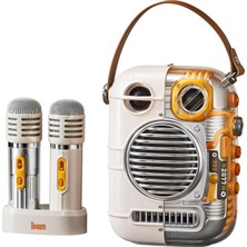 1001 Spark Pro 80W Çift Mikrofonlu Kablosuz Bluetooth Hoparlör, Taşınabilir Ses Bombası, Beyaz