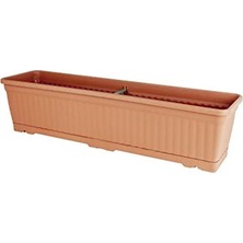 1001 Kemer Balkon Saksısı, Dikdörtgen Plastik Saksı, Kahverengi, Geniş Hazneli, Çiçeklik (70 Cm-15