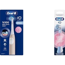 1001 Io 2 Şarjlı Diş Fırçası - Pembe + Oral-B Io Gentle Care Beyaz Diş Fırçası Yedek Başlığ�