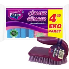 1001 Çizmez Oluklu 4'lü Sünger ve Genel Amaçlı Ovma Fırçası Paketi
