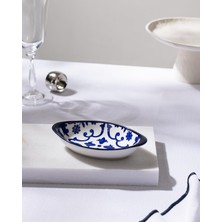 1001 Reve Bleu Ellis Oval Tabak - 16 cm - Mavi/beyaz