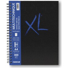 1001 Xl Kağıt, Dokulu, Karışık Medya, 300 G/m², A4, Orta Tanecikli, Spiral Blok, Uzun Sayfa, 34 Bey