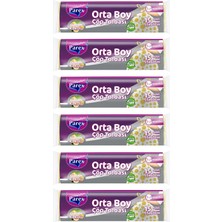 1001 Premium Büzgülü Çöp Torbası Limon Kokulu 15'li Orta Boy 55 x 60 cm Altılı Paket