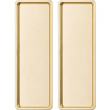 1001 Paslanmaz Çelik, Dikdörtgen Sunum Tepsisi, Gold, 33X13 Cm, Düz, Çay, Kahve, Pasta Sunum, 2 Adet
