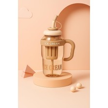 1001 Süzgeç Hazneli Pipetli Suluk 1300 ml – Meyve Aromalı Su Şişesi (Bej)