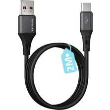 1001 USB A-Type C Hızlı Şarj Kablosu, 3.1A Hızlı Şarj, Siyah/antrasit Metal, Remorax Wahoo (1AD x 2