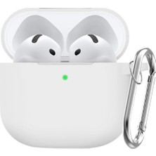 1001 Soft Yumuşak Lansman Esnek Silikon Airpods 4 ile Uyumlu Içi Kadife Kulaklık Kılıfı ve Karabin