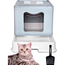 1001 Modmio Jumbo Filtreli Kapalı Kedi Tuvaleti Kokuyu Önleyen Çift Filtreli Çekmeceli Kürek Hediyel