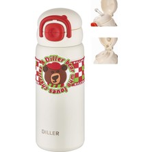 1001 Dıller 600 ml Tek Kapak Çift Kullanım Pipetli/pipetsiz Taşıma Kulplu Vacum Cup/çelik Termos -Ff