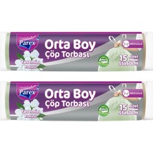 1001 Büzgülü Çöp Torbası Yasemin Kokulu 15'li Orta Boy 55 x 60 cm Ikili Paket